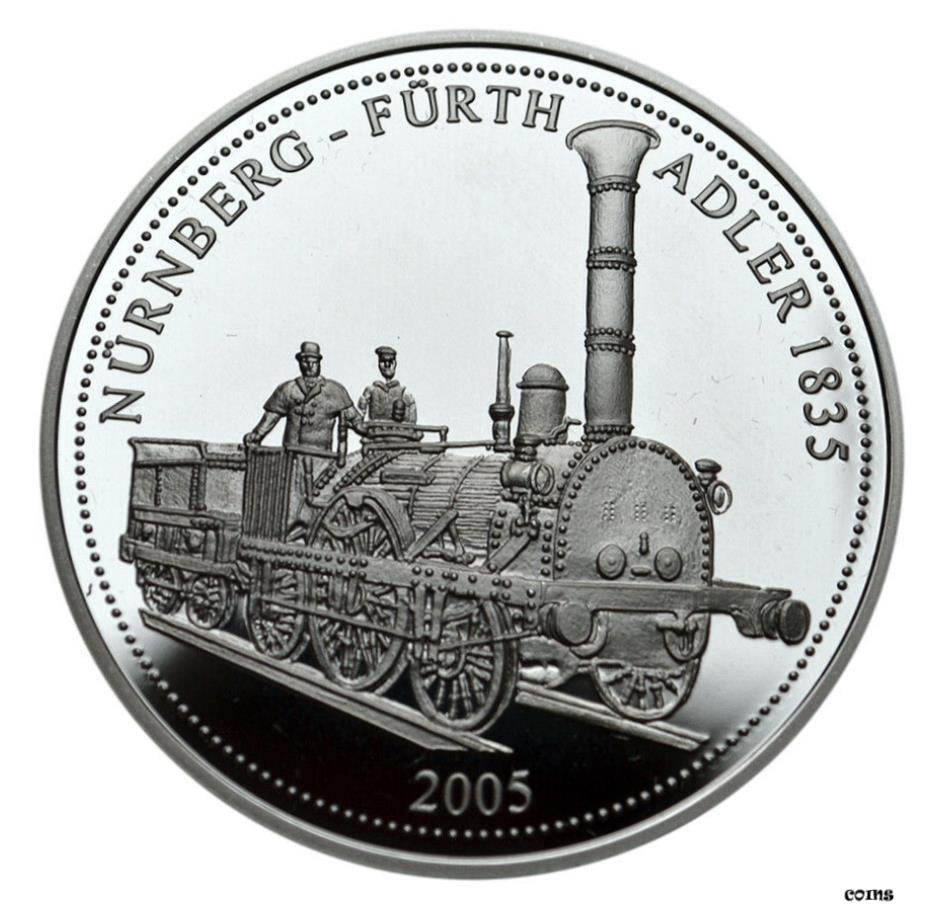  アンティークコイン コイン 金貨 銀貨  TOGO 1000 Francs 2005 Silver Proof German Railways Old Steam Locomotive 'Adler'