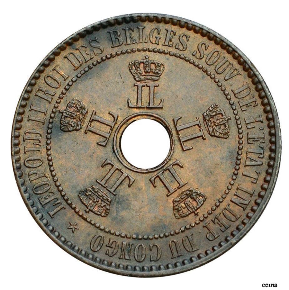 ڶ/ʼݾڽա ƥ    [̵] CONGO FREE STATE 5 CENTIMES 1887 UNC Leopold II