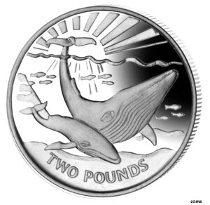 サウスジョージア島とサンドイッチ諸島 2 ポンド 2017 BU「シロナガスクジラ」South Georgia & Sandwich Islands 2 Pounds 2017 BU 'Blue Whales'