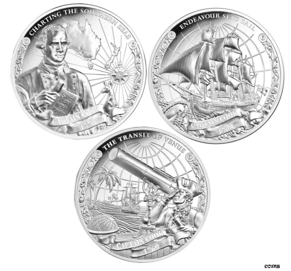 ڶ/ʼݾڽա ƥ    [̵] Cook ISL $5 2018 3 󥹥Сå 'First Voyage of Captain Cook' Ultra High Relief- show original title