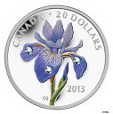 カナダ $20 2013 シルバー 1 オンスプルーフ「ブルー フラッグ アイリス フラワー」スワロフスキー クリスタル付きCANADA $20 2013 Silver 1 oz. Proof 'Blue Flag Iris Flower' w/Swarovski Crystals