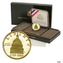 米国議会ゴールドゴールド記念品 $5 1989W プルーフ ボックス & COAUS Gold Congressional Memorabilia $5 1989W Proof Box & COA(3)