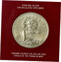 バハマ - 紋章 - 5 ドル - 1973 - OGP ラージ BU シルバー コインBahamas - Coat of Arms - $5 - 1973 -...