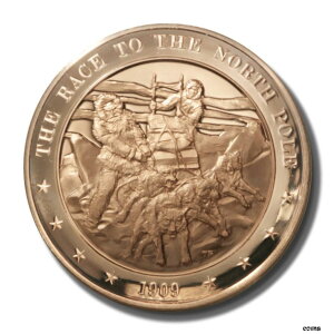 フランクリンミント 北極点アメリカ競馬の歴史 1909 45mm プルーフ ブロンズメダルFranklin Mint History of American Racing to the North Pole 1909 45mm Proof Bronze Medal