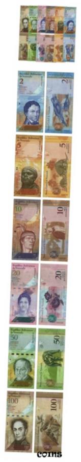  アンティークコイン コイン 金貨 銀貨  ベネズエラ 2 、 5 、 10 、 20 、 50 、 100 個のボリバレス燃料セットピック新しいクリスプアンサーク 。- show original title