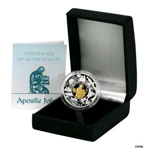 リベリア使徒ジョン $5 2011 ゴールド メッキ プルーフ シルバー クラウン ミント ケース & 証明書証明書Liberia Apostle John $5 2011 Gold Plated Proof Silver Crown Mint Case & Certificate of Authenticity