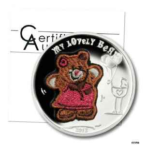 パラオ刺繍テディベア $5 2012 プルーフカラー法定通貨銀貨 COAPalau Embroidery Teddy Bear $5 2012 Proof Color Legal Tender Silver Coin COA