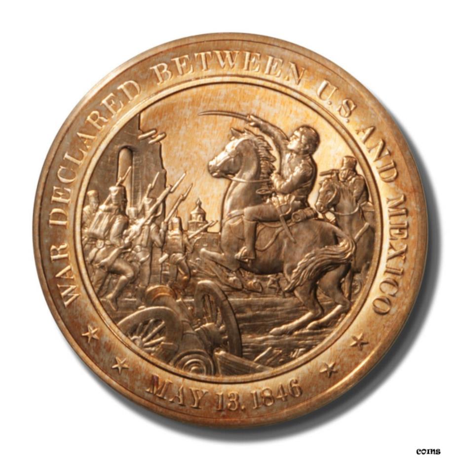 【極美品/品質保証書付】 アンティークコイン コイン 金貨 銀貨 [送料無料] Franklin Mint History of the US US 米墨戦争 1846 45mm プルーフ ブロンズ メダル- show original title
