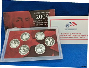 2009 米国準州 + コロンビア特別区 シルバー 6 クォーター コイン セット + COA2009 U.S. Territories + District Of Columbia Silver 6 Quarter Coin Set + COA