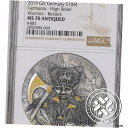 2019 NGC MS70 アンティーク ゲルマニア 10 マーク ザ ウォリアーズ 「ベルセルク」 2オンス 9999 シルバー2019 NGC MS70 Antiqued Germania 10 Mark The Warriors "Berserk" 2oz 9999 Silver