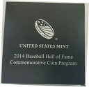2014 野球殿堂入り記念プルーフ シルバー ダラー コイン、証明書とボックス付き2014 Baseball Hall of Fame Commemorative Proof Silver Dollar Coin with Certificate of Authenticity & Box