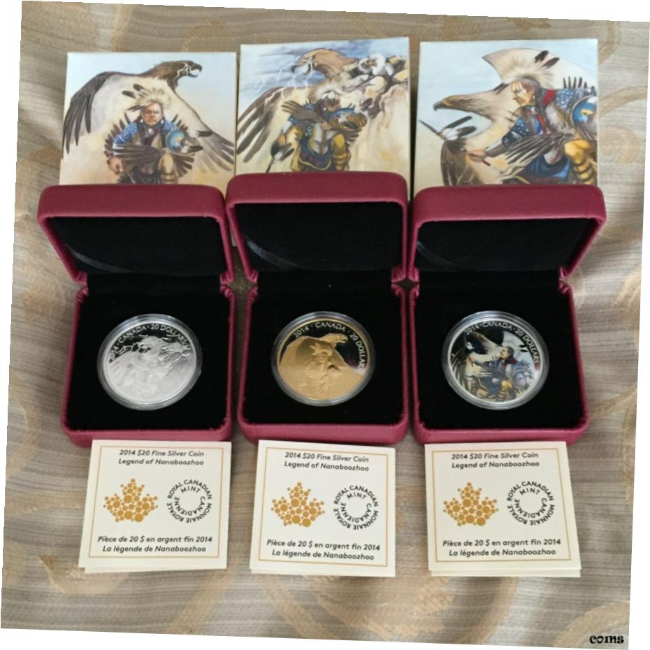 【極美品/品質保証書付】 アンティークコイン コイン 金貨 銀貨 [送料無料] 1 oz. Fine Silver 3 - Coin Set-Legend of Nanaboozhoo (2014)
