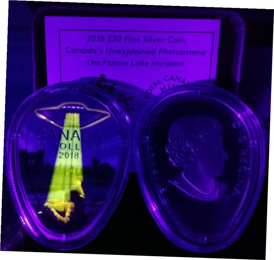 【極美品/品質保証書付】 アンティークコイン コイン 金貨 銀貨 [送料無料] 2018 UFO Falcon Lake Incident ExtraterrestrialPhenomena $20 1OZ Silver Glow Coin