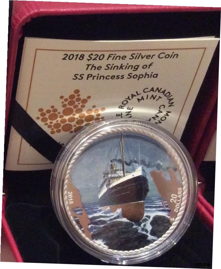 ڶ/ʼݾڽա ƥ    [̵] 2018 Sinking SS Princess Sophia Centennial $20 1OZ Pure Silver Proof Coin Canada