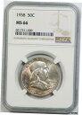 1958 50C NGC MS 66 (トーン) フランクリン 1/2 ドル1958 50C NGC MS 66 (Tone) Franklin 1/2 Dollar(3)