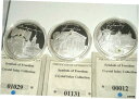 アメリカ造幣局自由の象徴シルバーメッキプルーフ3個、スワロフスキークリスタル付き3 Pieces American Mint Symbol of Freedom Silver Plated Proof with Swarovski Crystals