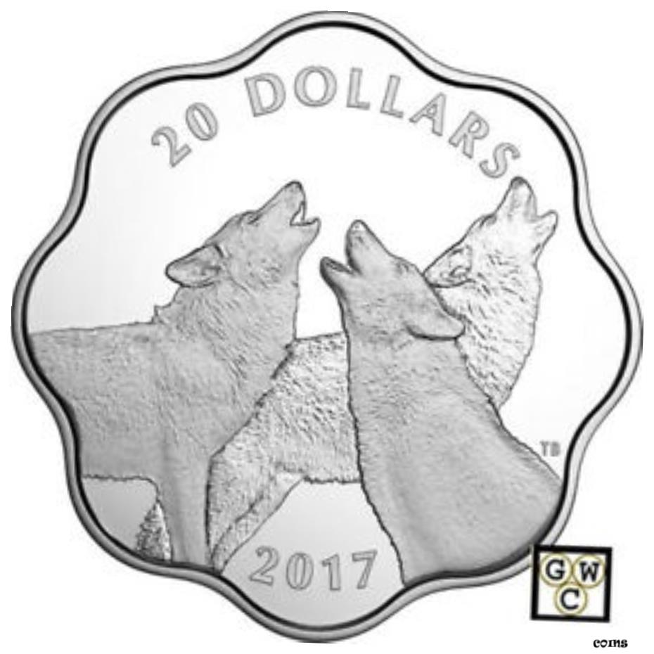 【極美品/品質保証書付】 アンティークコイン コイン 金貨 銀貨 [送料無料] 2017'Timber Wolf -Master of the Land' Scallop Shaped $20 Silver .9999Fine(18304)