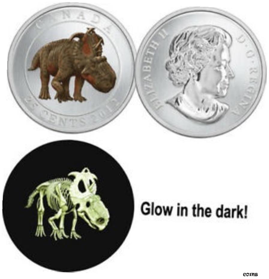 ڶ/ʼݾڽա ƥ    [̵] 2012 'Pachyrhinosaurus Lakustai' Glow-in-the-dark 25-Cent Coin (12998) (OOAK)