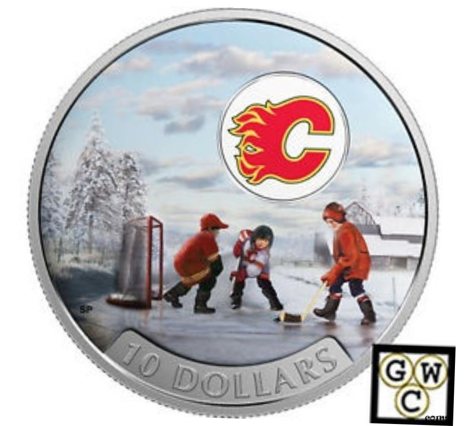 【極美品/品質保証書付】 アンティークコイン コイン 金貨 銀貨 送料無料 2017Calgary Flames(R)-Passion to Play Color Prf 10 Fine Silver 1/2oz(NT)(17854)