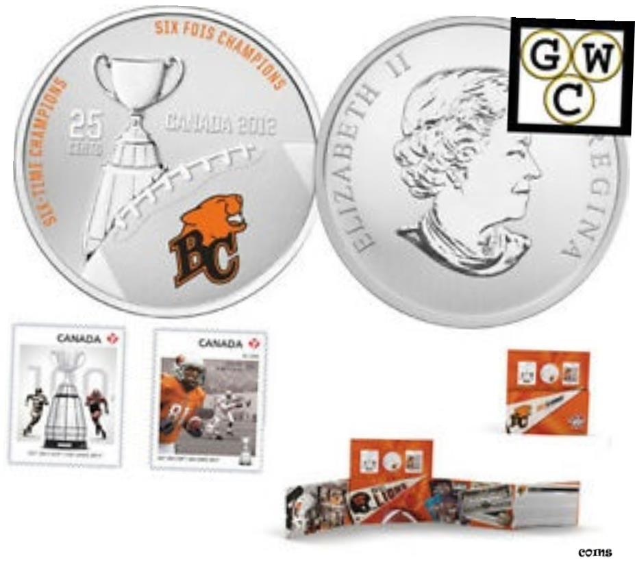 yɔi/iۏ؏tz AeB[NRC RC   [] 2012 'BC Lions' CFL Colorized 25-Cent Coin and Stamp Set (13048)