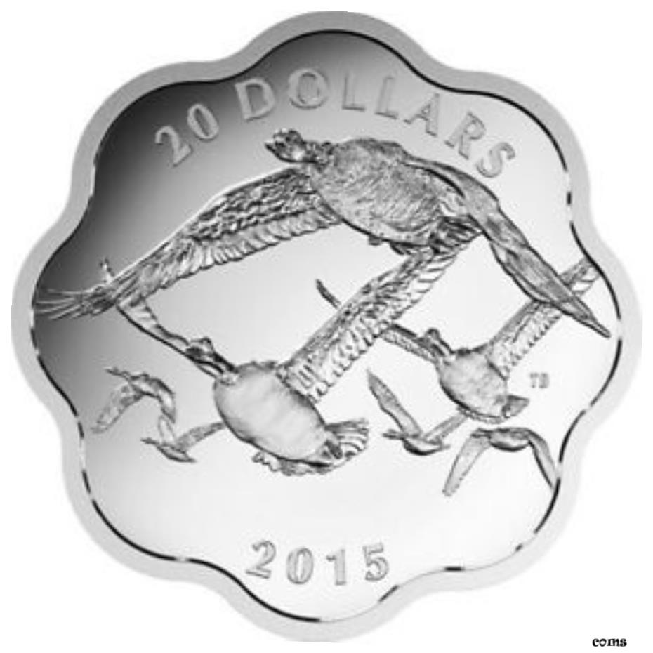 【極美品/品質保証書付】 アンティークコイン コイン 金貨 銀貨 [送料無料] 2015'Canada Goose -Master of the Sky' Scallop Shaped $20 Fine Silver (17520)OOAK
