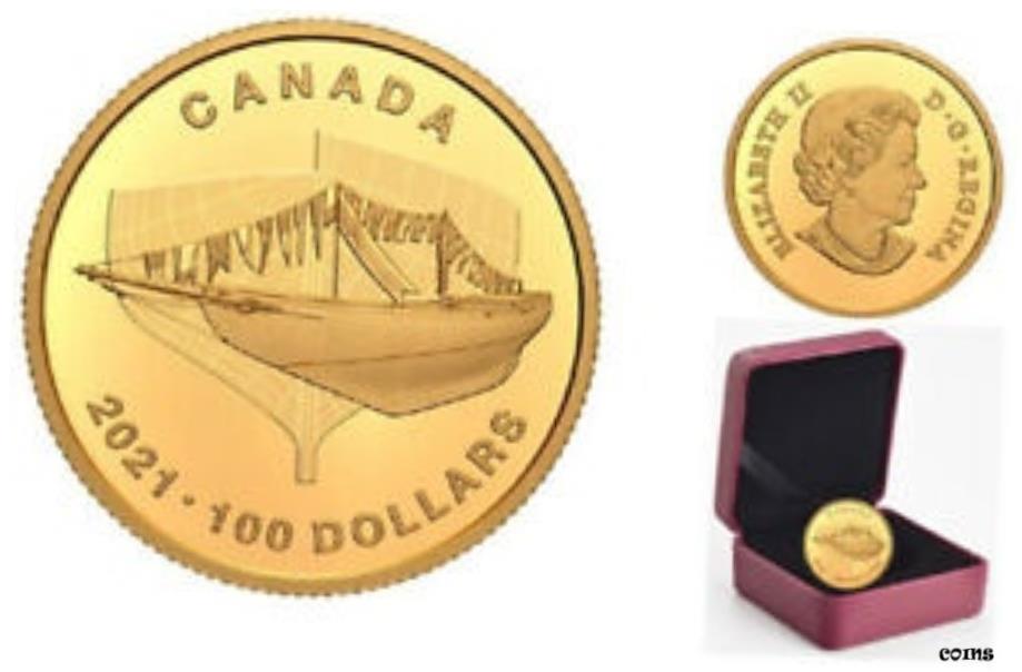 ڶ/ʼݾڽա ƥ    [̵] 2021'The Launch-100th Ann. of Bluenose' Prf $100 Fine Gold Coin(RCM 200160)20120