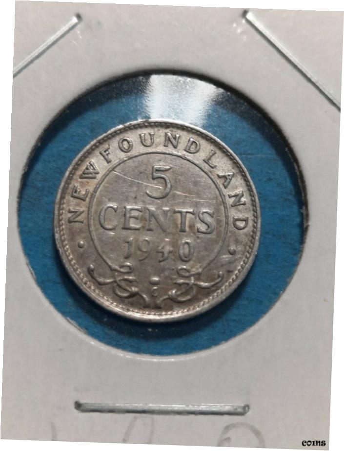 ڶ/ʼݾڽա ƥ    [̵] Rare 1940 Newfoundland 5c .925 Sterling Silver. Repunched 0 in Date Nice grade