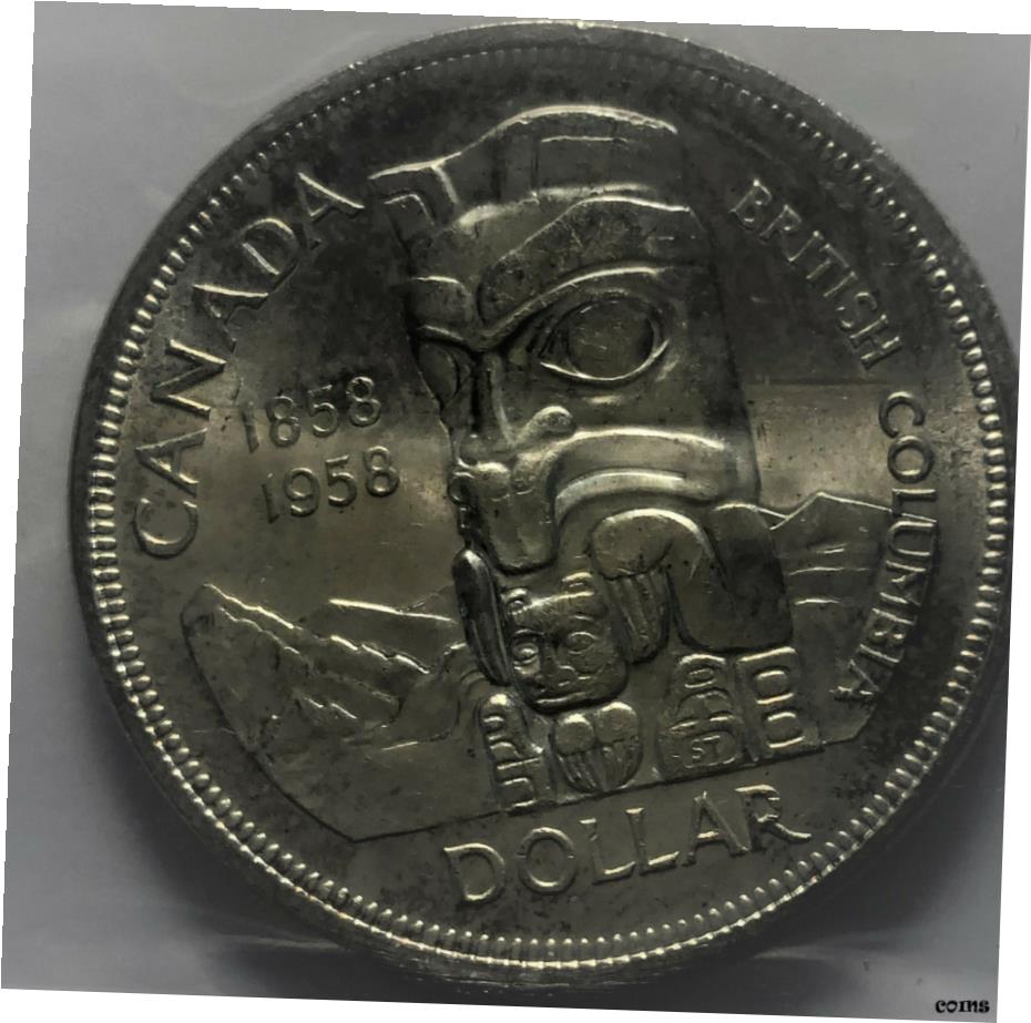 ڶ/ʼݾڽա ƥ    [̵] 1958 Canadian British Columbia Commemorative Dollar 80% Silver ICCS CERT MS-63