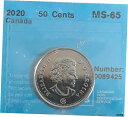 2020 カナダ 50 セント紋章付きハーフダラーコイン CCCS 認定 MS-652020 Canada 50 Cents Coat of Arms Half...