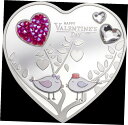 2021 クックアイランド $5 ハッピーバレンタインデー スワロフスキー 20g シルバー コイン - 2021 年製2021 Cook Island $5 Happy Valentine's Day Swarovski 20g Silver Coin - Made in 2021