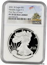 中古 2021 W シルバー アメリカン イーグル S$ 1 紋章タイプ 1 NGC PF70 FDOI 初日 70Used 2021 W Silver Ame...