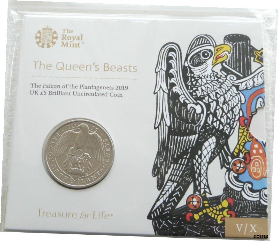 【極美品/品質保証書付】 アンティークコイン コイン 金貨 銀貨 [送料無料] 2019 Royal Mint Queens Beasts Falcon of Plantagenets BU ?5 Five Pound Coin Pack