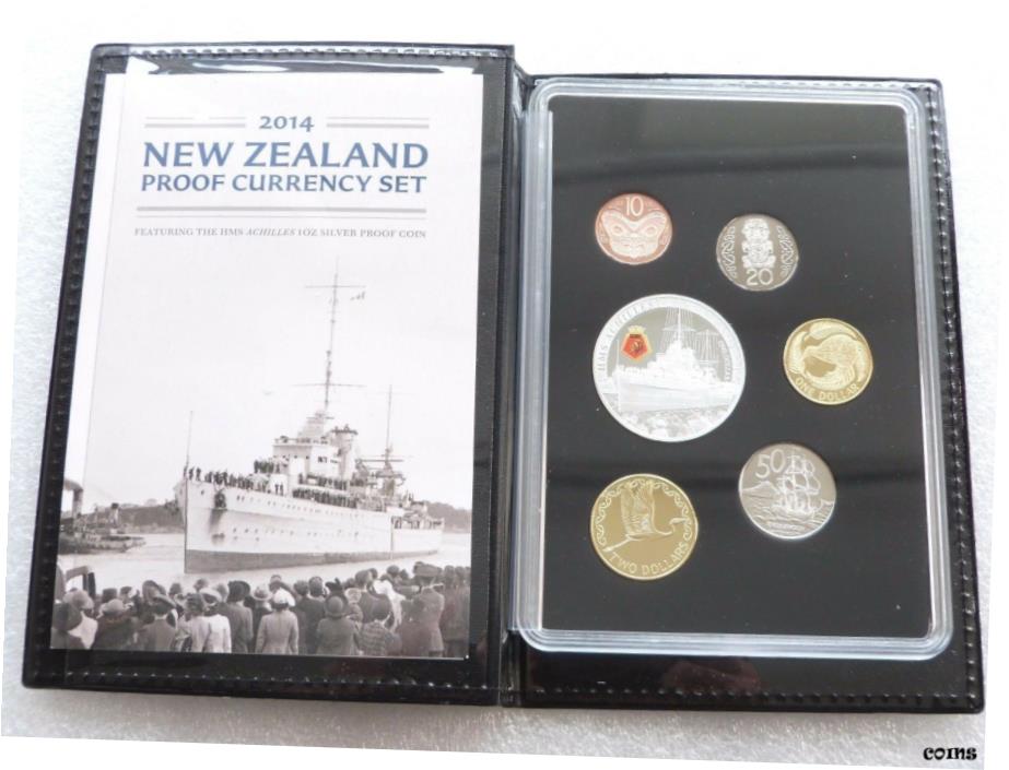 ڶ/ʼݾڽա ƥ    [̵] 2014 New Zealand HMS Achilles Proof Currency 6 Coin Set Box Coa