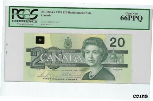 【極美品/品質保証書付】 アンティークコイン コイン 金貨 銀貨 [送料無料] $20 Dollars 1991 Canada BC-58bA-i PCGS 66PPQ Tough note