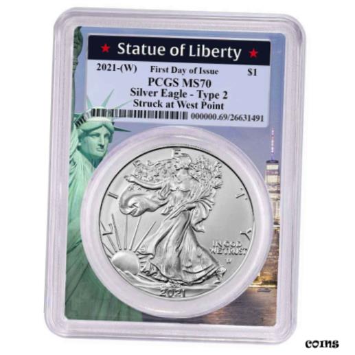 yɔi/iۏ؏tz AeB[NRC RC   [] 2021 (W) $1 Type 2 American Silver Eagle PCGS MS70 FDOI Statue of Liberty Frame