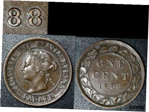 ڶ/ʼݾڽա ƥ    [̵] TOP VARIETIES CANADA Large Cent 1888 - Repunched Last 8/8 RARE TYPE - AU (c360)