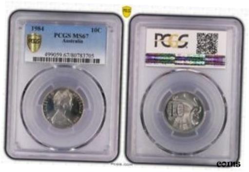  アンティークコイン コイン 金貨 銀貨  1984 Australia 10 Cents PCGS MS67 Uniquely Detailed Flashy Coin