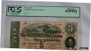 yɔi/iۏ؏tz AeB[NRC RC   [] Confederate Currency $5, 1864, PCGS 63, PPQ, T-69, Plate C