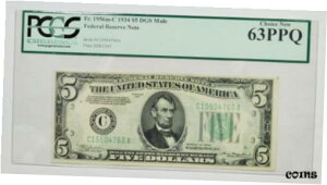 1934 年 5 ドル フィラデルフィア連邦準備銀行「MULE」紙幣 PCGS 63PPQ1934 $5 Philadelphia Federal Reserve "MULE" Note PCGS 63PPQ