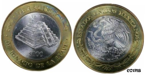 【極美品/品質保証書付】 アンティークコイン コイン 金貨 銀貨 送料無料 2007-Mo PCGS MS64 Veracruz Ignacio Llave 100 Pesos 100p Mexico Coin Item 28815A