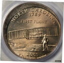 2001 PCGS MS66 オフセンター ノースカロライナ クォーター ミント エラー レインボートーン2001 PCGS MS66 Off Center North Carolina Quarter Mint Error Rainbow Toned(3)