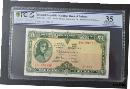 ڶ/ʼݾڽա ƥ    [̵] PCGS Certified 1 Pound Irish Ireland Series A Lavery Banknote 21.4.75