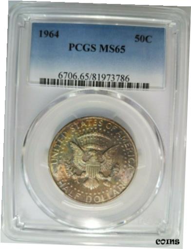 ڶ/ʼݾڽա ƥ    [̵] 1964 Kennedy Silver Half Dollar PCGS MS 65 End Roll Toning Album Toned Toning