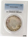 1924 ピース シルバー ダラー PCGS MS62 レインボー トーン1924 Peace Silver Dollar PCGS MS62 Rainbow Toned