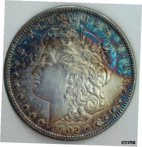 【極美品/品質保証書付】 アンティークコイン コイン 金貨 銀貨 [送料無料] 1902 $1 Morgan Silver Dollar . Amazing Tonning