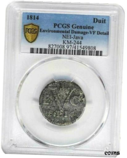 ڶ/ʼݾڽա ƥ    [̵] 1814 Netherlands East Indies Java Tin Duit, PCGS VF Details, Scarce Malaya