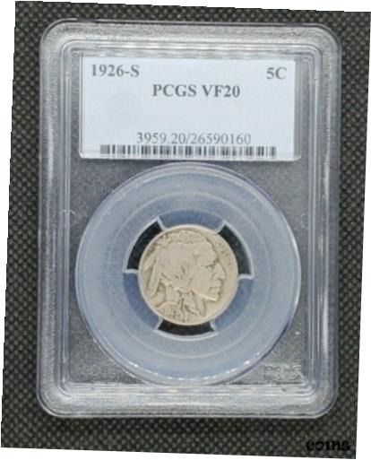 【極美品/品質保証書付】 アンティークコイン コイン 金貨 銀貨 [送料無料] 1926-S Buffalo Nickel | PCGS VF20