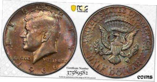 ڶ/ʼݾڽա ƥ    [̵] 1966 SMS PCGS SP63 KENNEDY SILVER HALF DOLLAR .50 CENTS COLOR TONED BOTH SIDES