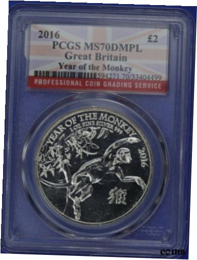 【極美品/品質保証書付】 アンティークコイン コイン 金貨 銀貨 [送料無料] 2016 British Year of the Monkey. PCGS MS70DMPL 1 of 11. CR0621A/JUE