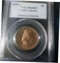  アンティークコイン コイン 金貨 銀貨  Rare 1839 French Colonies 5 Centimes PCGS PF 64 RD